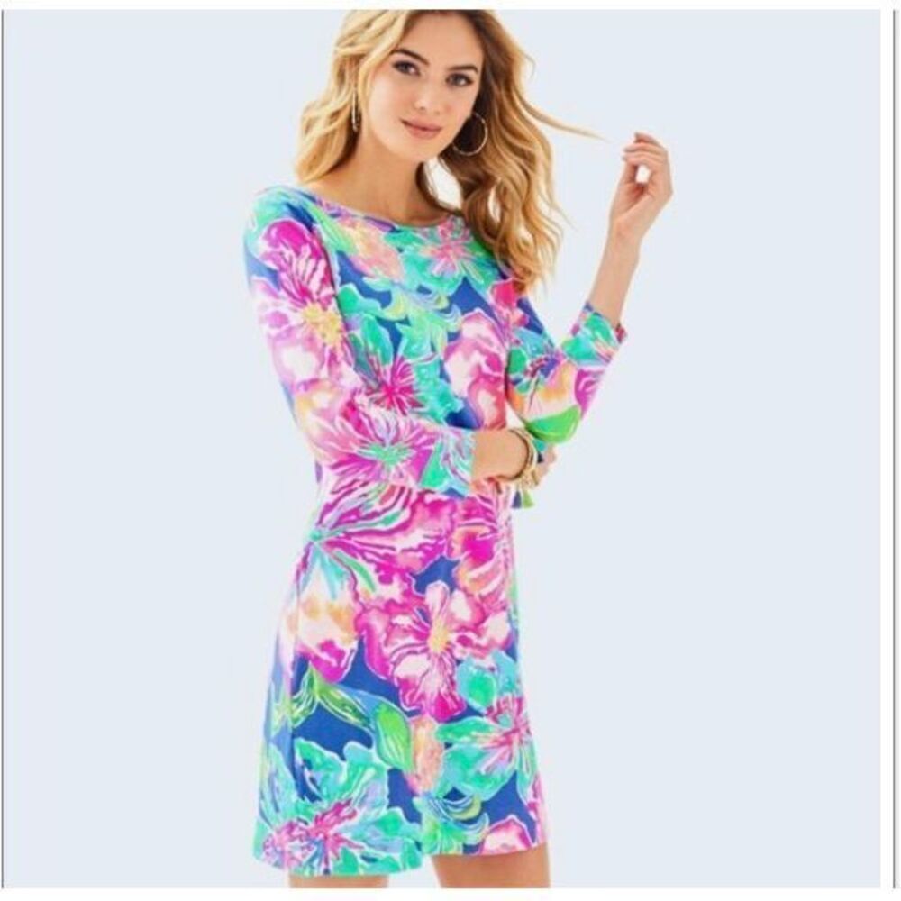 Lilly Pulitzer 3/4 Sleeve cotton shift dress style 97181 Marlowe S - Picture 2 of 5